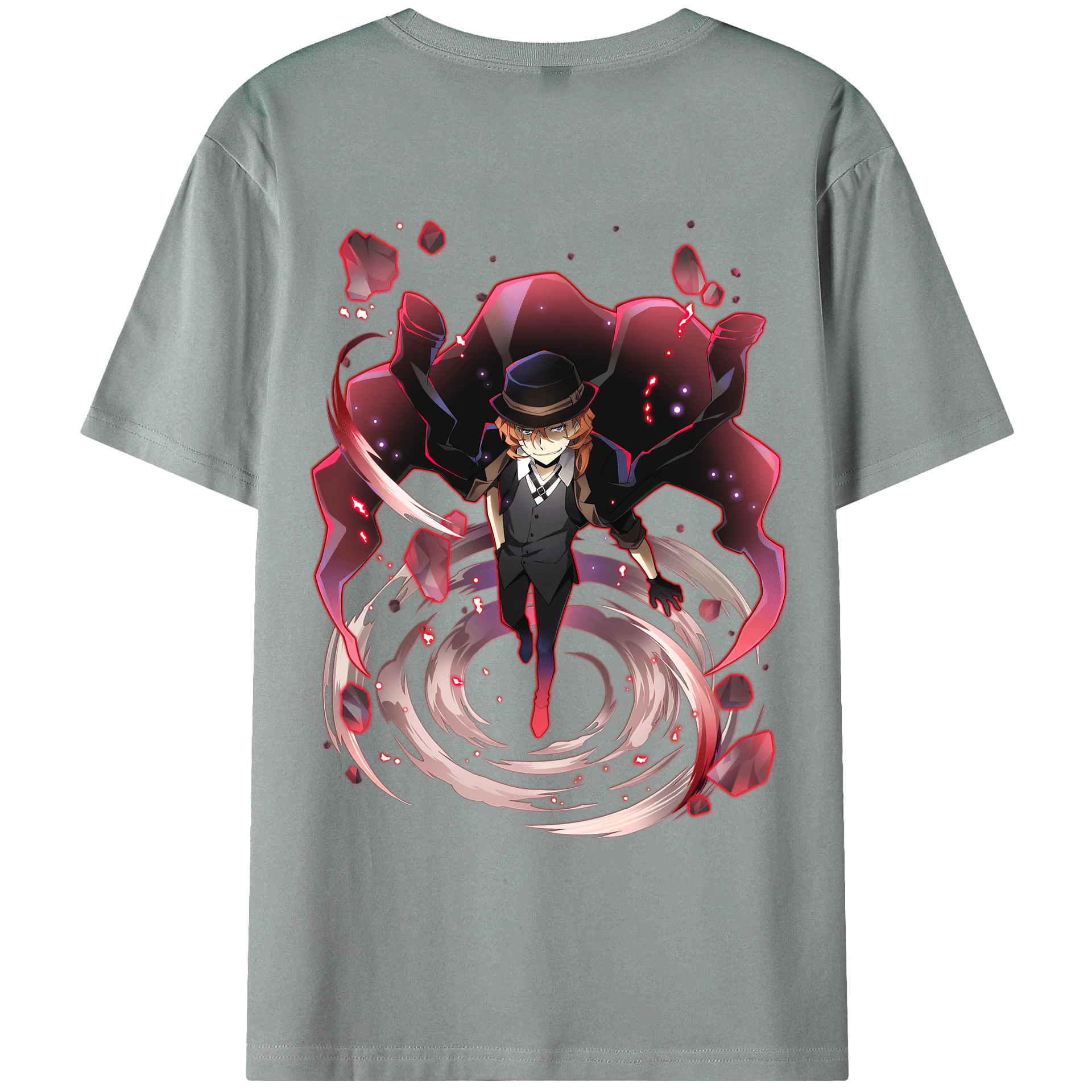 （画像用） 文豪ストレイドッグス Bungo Stray Dogs 綿100％ メンズ半袖Tシャツ（バックプリント） 通気性